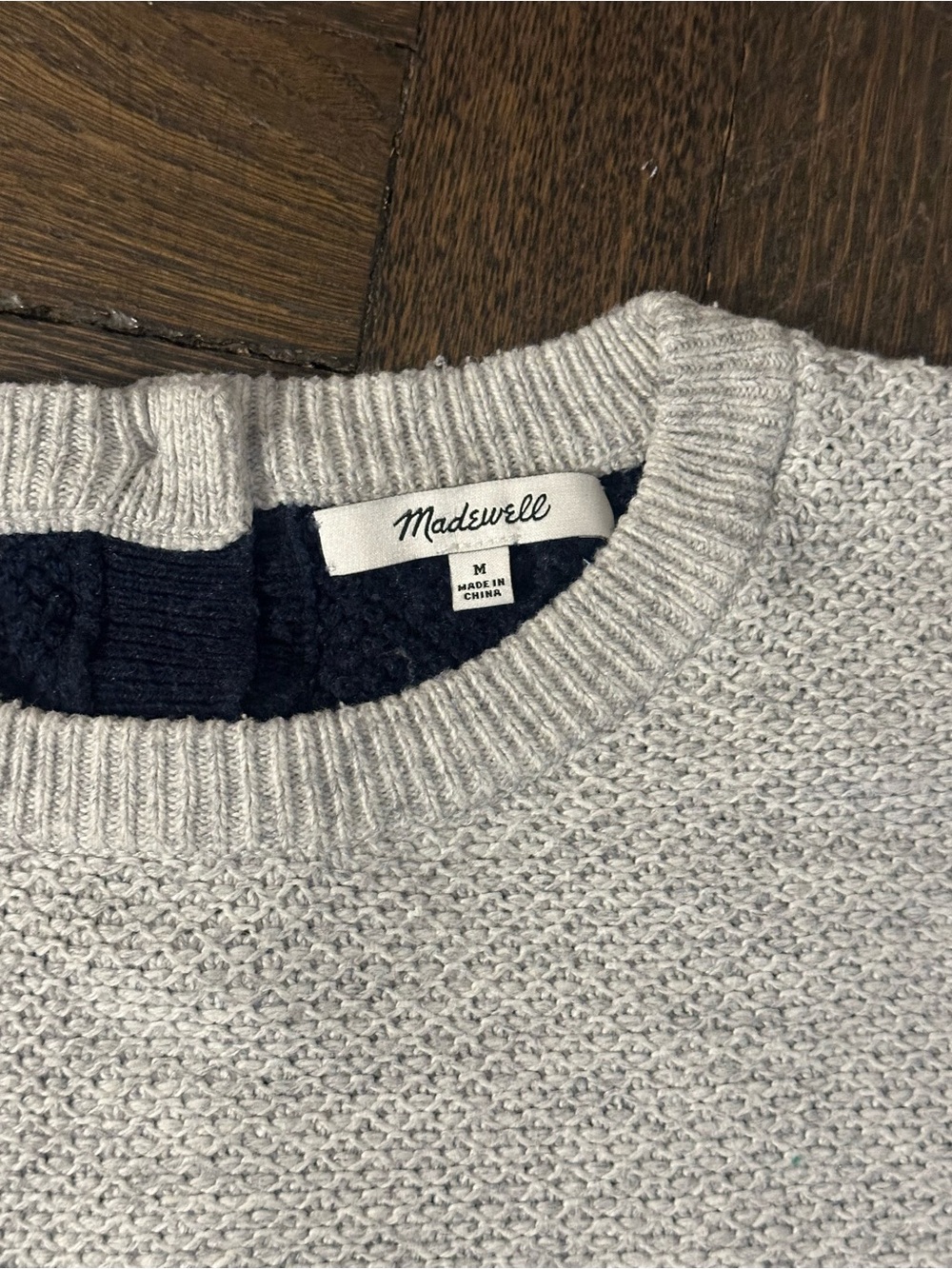 Madewell two tone sweater - backside has button detail / closure - size medium